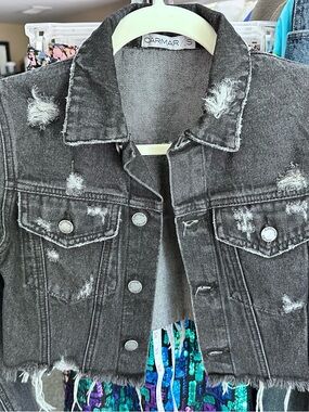 Carmar Black Washed Cropped Denim Jacket